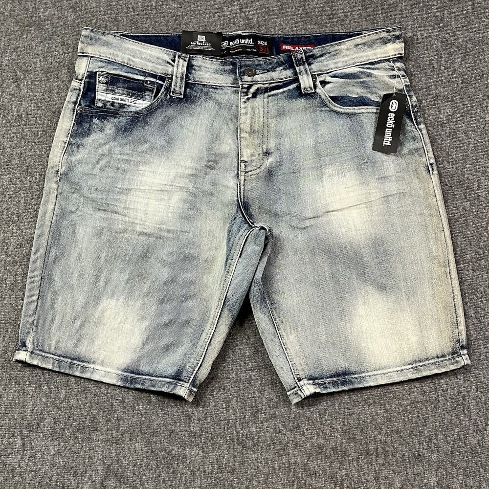 Ecko Unltd Jeans Shorts Mens 36 x10 Blue Relaxed Denim - NEW
